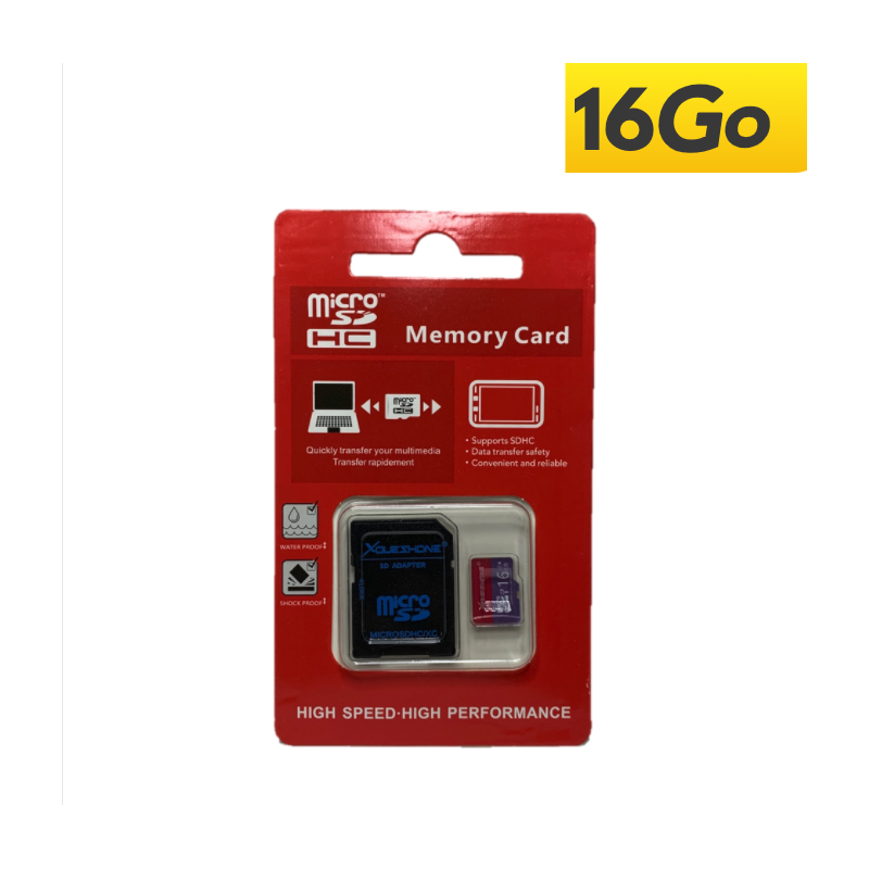 Carte Micro SD 16Go avec adaptateur SD (Youeshone)