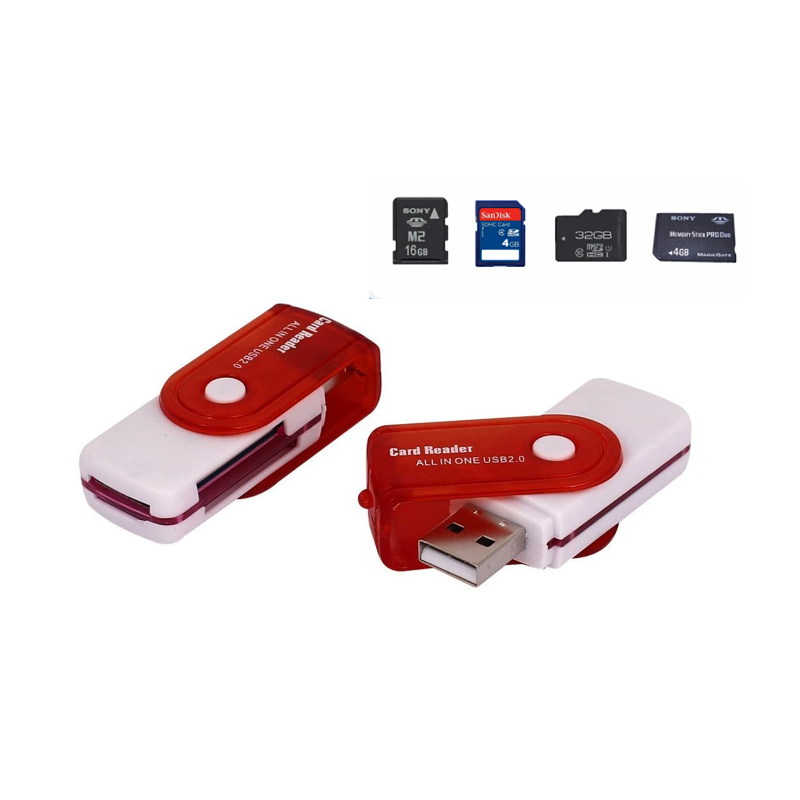 Lecteur de carte USB CR02 Rouge SD/M2/Micro SD